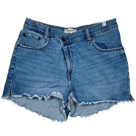 Abercrombie & Fitch Curve Love Mom Short High Rise Blue Jean Shorts Womens 30 10 - Picture 1 of 6